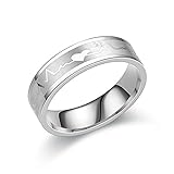 Banemi Trauringe Silber, Herren Edelstahl Ring Mit Gravur Edelstahl 6mm Laser-Herzschlag Herren Partnerringe Größe 57 (18.1)