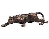 aubaho Figur Panther Leopard Puma Skulptur Jaguar Eisen in Bronze Optik Sculp