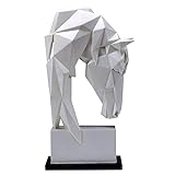 ZSQZJJ Modernes Deko Figuren Skulpturen Statuen,Nordisches Origami-Pferd Abstrakte Skulptur Modernes Harz Geometrische Tierhandwerk-O