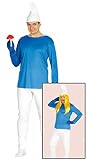 Blauer Zwerg - Kostüm f. Herren Karneval Fasching Märchen blau weiÃŸe Mütze Gr. M - L, GröÃŸe:L