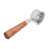 SALUTUY Kaffee-Bodenloser Siebträger, umgebendes Filtersieb Espressomaschine Werkzeug für die Kaffeezubereitung(Griff aus Palisander, 54mm)