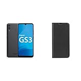 Gigaset GS3 Smartphone ohne Vertrag - Triple-Slots für Dual SIM und Speichererweiterung - 4GB RAM und 64GB interner Speicher - Graphite Grey & GS3 Book Case - Rundum Schutzhülle - Leather Black