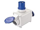 Poly Pool PP0644X Adattatore Doppio Con Spina e 2 Prese IEC309, Grau-Weiß