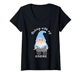 Damen Backen mit meinen Zwerg, Gnome, Fantasy figur, comicfigur T-Shirt mit V