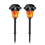 Solarleuchten Außenleuchten 2er-Pack Solarflammenlicht Wasserdichte Solarfackeln Solarfackellicht Landschaftsdekoration Beleuchtung LED-Rasenlichter für Haustür Garagendeck Zaun Dachrinne S