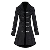 Gothic Kleidung Damen, Damen Mittelalterliches Vintage Jacke Gothic Unregelmäßig Steampunk Mantel Coat Uniform Kostüm sual Long Sleeve D