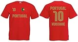 Portugal Herren T-Shirt mit Wunschname-Wunschnummer EM 2020 Trikot Look Rot XL