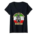 Damen Vintage Motorroller Scooter retro für Rollerfahrer T-Shirt T-Shirt mit V