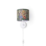 Paco Home Lampe Kinderzimmer Babyzimmer Wandlampe Mit Stecker Und Schalter Dschungel Tier-Motiv Kabel 3m E14, Lampenart: Wandleuchte - Weiß, Leuchten Farbe/Größe: Grün (Ø18 cm)
