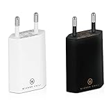 Wicked Chili 2X Pro Series Netzteil USB Adapter kompatibel mit Apple iPhone, Samsung Galaxy/Handy Ladegerät, Smartphone Netzstecker (1A, 5V) schwarz/weiß