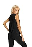 Rückenfreie Ärmellos Damen Yoga Tank Tops Sport Oberteile Fitness Yoga Rundhalsausschnitt Sport Lauf T-Shirt (XL, Black)