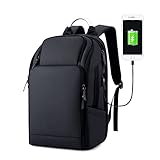 BKPPBi1lkin Laptop-Rucksack 17-Zoll-Laptop-Rucksack-Männer USB Ladung Reise Backpacking Schultasche Nylon wasserdichte Anti Diebstahl Rucksäcke (Color : Schwarz, Size : 17 Inches)