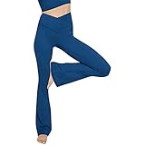 GENGG Bootcut Yogahose Damen Hohe Taille Leggings Bootcut Blickdicht Elastische Leggins Angenehm Weiche Sport Yoga Hose Bootleg Hose Flare Fitness Hose Schlag