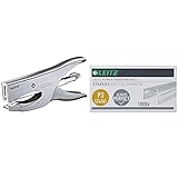 Leitz Heftzange, Für 40 Blatt, Ergonomisches Design aus Metall, Hinterlademechanik, Heftklammern P3 (24/6, 26/6) oder P4 (24/8),Silber & Power Performance Heftklammern P3 (24/6), 1000 Stück, Verzink