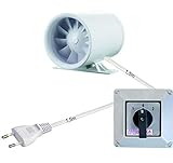 Rohreinschubventilator Soundless Turbine Duo - leise wie der Wind, stark wie eine Turbine (100mm mit 2 Stufen und Schalter)