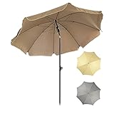 4smile Sonnenschirm SunnyJoy – UV 50+ Gartenschirm Strandschirm Balkon-Sonnenschirm 200cm, knickbar Taupe - kleine Sonnenschirme zaubern Amb