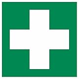 Aufkleber Rettungszeichen'Erste Hilfe' Symbol Schild 5-40cm Folie selbstklebend nach ISO 7010 made by MBS-SIGNS in Germany, Größe: 5x5