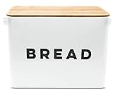 Großer Brotkasten mit Öko-Bambus Schneidebrett, 33x24x18cm, weiß