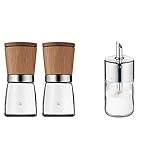 WMF Ceramill Nature Salz und Pfeffer Mühle Set 2-teilig, unbefüllt & Barista Zuckerstreuer, 240g, Glas, Cromargan Edelstahl, poliert, ideal für weißer/brauner Zucker, Kakao oder auch als Gewü