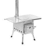 GYMO Tragbarer Garten-Holzofen Im Freien, Outdoor-Camping-Edelstahl-Holzofen, Selbstfahrender Grill-Feuerofen,Silb