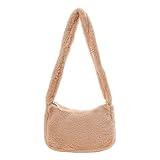 Frauen Herbst Winter Kirsche Drucken Weich Plüsch Unterarm Schultertasche Flauschiges Pflanzenmuster Druck Kleine Geldbörse Handtaschen, C,