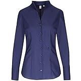 Seidensticker Damen Bluse – Bügelfreie, schmal taillierte Hemdbluse mit Kelchkragen und Kragen-Ausschnitt – Langarm – 100% Baumwolle, Blau (Dunkelblau 18), 42