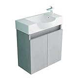 Alpenberger Waschplatz Keramikbecken mit Unterschrank 55cm breit I Gäste WC Lösung Möbel Badezimmer Waschtisch Badmöbel Set Zeitlos und M