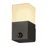 Aussenleuchte Aussenlampe mit Sensor Wandleuchte Grafit in Schwarz mit Bewegungsmelder eckig IP44 E27 Aluminium Terrasse Garage & Carport | 1-flammig