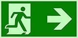 Orig. ANDRIS® Marken-Piktogramm/Symbolschild Fluchtweg/Notausgang/Rettungsweg Symbol nach rechts ISO Kunststoffschild lang nachleuchtend 300x150