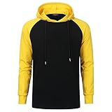 Enlision Herren Kapuzenpullover Sweatshirt Unisex Gelb Hoody Sweatjacke Pullover mit Kapuze Classic Farbabstimmung Casual mit Käng