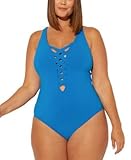 Bleu Rod Beattie Women's Basketweave Full Figure One Piece Swimsuit in Tropic Thunder (16W)