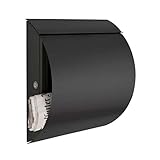 Heibi Briefkasten mit Zeitungsfach gewölbt Edelstahl Graphitgrau 37,5x17x43 cm DIN C4