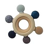 Arudyo Beißring aus Silikon BPA-frei Baby Beißring Spielzeug Baby Ruder Greifling Beißring Baby Zahnen Nursing Zubehör mitHölzern Ring (Gray)