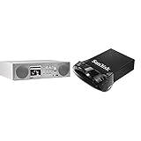 Imperial 22-246-00 Dabman i450 Internet-/DAB+ Radio (2.1 Sound,Bluetooth,Internet/DAB+/DAB/UKW,WLAN,LAN,USB,Aux In) Silber/weiß & SanDisk Ultra Fit 64 GB FlashLaufwerk USB 3.1 bis zu 130MB/Sek. L