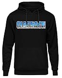 Uglyshirt87 Gladbach Vintage Skyline Herren Kapuzenpullover | Stadt - City - Fussball - Sport - Gladbach Pullover - Ultras - Hoodie | Schwarz (S) Druck: B