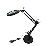 iMeshbean LED Lupenleuchte Lupenlampe, 8 Dioptrien Lupe Mit Licht,10W 72 LED Dimmbare Arbeitsplatzlampe Schreibtischlampe, 3 Farbmodi,Verstellbare Schwenkarme, Beleuchtete Lupe (Mit Basis)