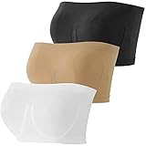 GXIN 3 Stück Damen Trägerloser Bandeau-BH Nahtlose Komfort Bralettes Stretch Ungepolstert Bügelfrei Sport Yoga Tube Top BHS (Schwarz, Weiß, Nude, XXXL)