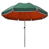 JRZTC 2,4 m Sonnenschirm, Gartenschirm, Gartenmöbel Tischschirm für Pool/Rasen, Terrasse, Balkon, Strand, Kleiner runder Marktschirm, blau/grün, 2,6