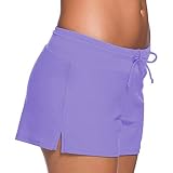 SPRING SEAON Womens Swimwear Shorts Beach Boardshort Trunks Bathing Suit Tankini Bottoms Slit Side Swimsuit Shorts Purp