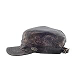 Black Jungle CASTRO Army Cap Leder cap Military cap Biker Kappe, One-Size (Tan, Einheitsgröße)