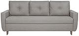 MKS Meble Scandinavian Sofa, Doro, ausklappbar, 220x92x85cm, Creme, Schlaffunktion, Bonnellfedern, Behälter für Bettzeug, leichtes Ö