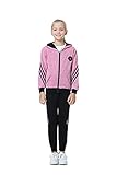 Poywuo Trainingsanzug Jogginganzug Kinder Mädchen 2tlg Sportanzug Sportswear-Jogginganzüge Mädchen Freizeitanzug Bekleidungsset Zweiteiler Outfit-Set(Sweatshirt+Sweathose),Rosenrot,130(EU 122-128)