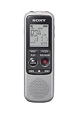 Sony ICD-BX140 digitales Diktiergerät 4 GB (MP3/HVXC, Kopfhöreranschluss, integriertes Mono-Mikrofon mit Anschluss für externes Mikrofon) silb