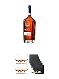 Metaxa 12* Sterne 12 Jahre alt 0,7 Liter + Cognacglas/Schwenker Stölzle 6 Gläser - 103/18 + Schiefer Glasuntersetzer eckig 6 x ca. 9,5 cm D