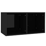 Festnight Schallplatten Aufbewahrungsbox mit 2 Fächern Sideboard Kommode Aktenschrank Bücherregal Schrank Ordnerregal Hochglanz-Schwarz 71×34×36