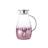 LICAILONGJIN7 Wasserkrüge Einfacher Glaskrug mit Edelstahl-Deckel-Wasserkaraffe mit Auslauf und Griff perfekt für hausgemachte Saft- und Eistee-Tee-2000ml Wasserkrug (Color : Pink)