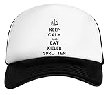 Keep Calm and Eat Kieler Sprotten Weiß Schwarz Unisex Kinder Baseball Cap Kids White Black