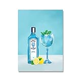 YYAYA.DS Poster Wandbilder Modern Blue Style Cocktails Aperol Spritz Gin Tonic Poster und Druck Becher Küche Bar Wandbilder Wohnkultur 60x90