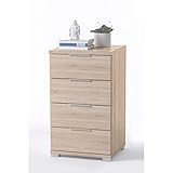 Universal Nachttisch in Eiche Sonoma Optik - Moderner Nachtschrank mit vier Schubladen für Ihr Boxspringbett - 46 x 79 x 42 cm (B/H/T)