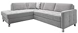 Cavadore Ecksofa Paolo mit gesteppter Sitzfläche / Hellgraues Sofa in L-Form im modernen Design / 233 x 80 x 196 / Hellg